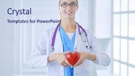  Presentation with medical heart - Presentation design consisting of concept - female doctor with heart background and a sky blue colored foreground
