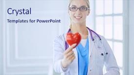  Presentation with heart medical - Beautiful PPT theme featuring concept - female doctor with heart backdrop and a sky blue colored foreground