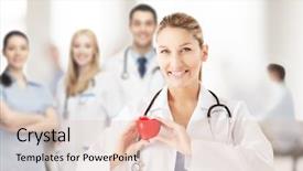  Presentation with medical heart - Audience pleasing PPT layouts consisting of concept - female doctor with heart backdrop and a lemonade colored foreground