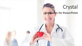  Presentation with heart medical - Slide deck consisting of concept - female doctor with heart background and a white colored foreground