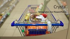  Presentation with supermarket trolley - Colorful theme enhanced with concept - food in shopping cart backdrop and a coral colored foreground