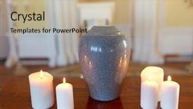  Presentation with funeral candle - Colorful PPT layouts enhanced with concept - funerary urn and candle backdrop and a mint green colored foreground