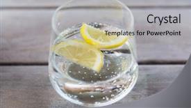  Presentation with water glass - PPT theme featuring concept - glass of sparkling water background and a light gray colored foreground