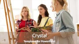  Presentation with poetry creativity concept - Amazing PPT theme having concept - group of female art backdrop and a coral colored foreground