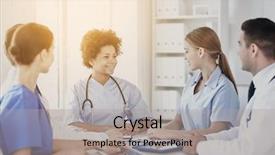  Presentation with medical profession - PPT theme having concept - group of happy doctor background and a light gray colored foreground