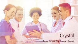  Presentation with medical profession - Presentation theme having concept - group of happy doctor background and a lemonade colored foreground