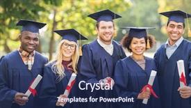  Presentation with international education - Audience pleasing PPT theme consisting of concept - group of happy international backdrop and a navy blue colored foreground