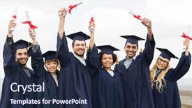  Presentation with international education - Colorful presentation design enhanced with concept - group of happy international backdrop and a navy blue colored foreground