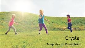  Presentation with kids playing - Amazing PPT layouts having group of happy kids play backdrop and a yellow colored foreground