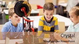  Presentation with education children technology science - Beautiful presentation theme featuring concept - group of happy kids backdrop and a coral colored foreground