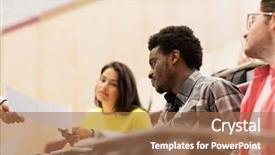  Presentation with international education - Beautiful slide deck featuring concept - group of international students backdrop and a  colored foreground