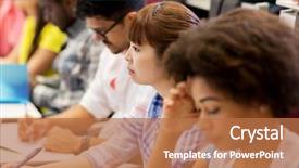  Presentation with international education - Presentation theme enhanced with concept - group of international students background and a coral colored foreground