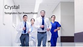  Presentation with health care - Beautiful PPT theme featuring concept - group of medics run backdrop and a light gray colored foreground