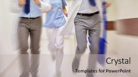  Presentation with health-care - Audience pleasing presentation theme consisting of concept - group of medics running backdrop and a  colored foreground