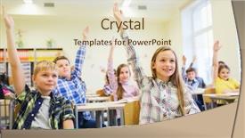  Presentation with elementary school - Presentation theme with concept - group of school kids background and a soft green colored foreground