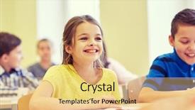  Presentation with elementary school career day and technology - Amazing PPT theme having concept - group of school kids backdrop and a  colored foreground