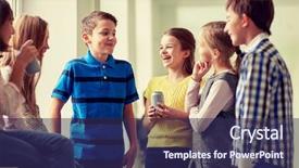  Presentation with elementary children - Slide deck having concept - group of school kids background and a  colored foreground