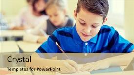  Presentation with elementary school - Presentation theme consisting of concept - group of school kids background and a  colored foreground