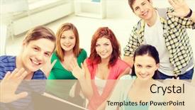  Presentation with school technology - PPT layouts consisting of education technology school and people background and a lemonade colored foreground