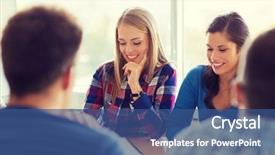  Presentation with architecture - PPT layouts having concept - group of smiling students background and a ocean colored foreground