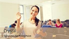  Presentation with teamwork school - Audience pleasing PPT theme consisting of education high school gesture teamwork backdrop and a cream colored foreground