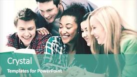  Presentation with racial group high school students - Cool new slide deck with concept - group of students reading backdrop and a teal colored foreground