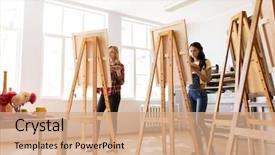  Presentation with creativity - Slide set enhanced with concept - group of woman art background and a coral colored foreground