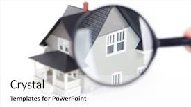  Presentation with real estate tax - Theme featuring concept - hand holding magnifying glass background and a  colored foreground