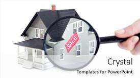  Presentation with real estate - Amazing PPT theme having concept - hand holding magnifying glass backdrop and a  colored foreground