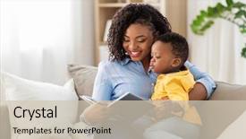  Presentation with african american baby - Cool new presentation theme with african american mother with book backdrop and a soft green colored foreground