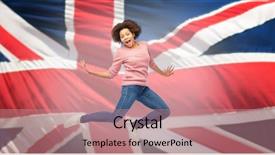  Presentation with welcome multilingual concept spanish and english - Colorful presentation theme enhanced with concept - happy african american young backdrop and a coral colored foreground