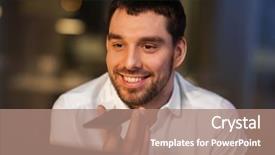  Presentation with recorder - Amazing presentation theme having concept - happy businessman using voice backdrop and a coral colored foreground