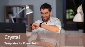  Presentation with office management - Presentation theme with concept - happy businessman using voice background and a coral colored foreground