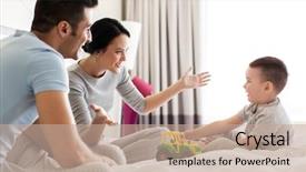  Presentation with bed hotel - Audience pleasing presentation design consisting of concept - happy child with toy backdrop and a  colored foreground