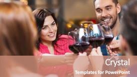  Presentation with happy holidays - Slide set with concept - happy couple and friends background and a coral colored foreground