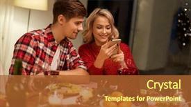  Presentation with christmas dinner - Colorful theme enhanced with concept - happy couple having christmas backdrop and a red colored foreground