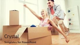  Presentation with real estate - Presentation design with concept - happy couple having fun background and a  colored foreground