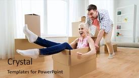  Presentation with real estate - Audience pleasing slides consisting of concept - happy couple having fun backdrop and a coral colored foreground