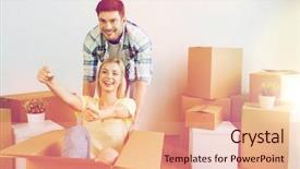  Presentation with real estate prices - Amazing theme having concept - happy couple having fun backdrop and a coral colored foreground