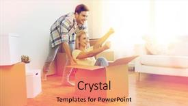  Presentation with real estate prices - PPT layouts with concept - happy couple having fun background and a coral colored foreground