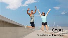  Presentation with lifestyle - Slides having concept - happy couple in sports background and a mint green colored foreground