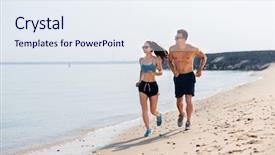  Presentation with sport - Presentation design having concept - happy couple in sports background and a  colored foreground