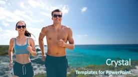  Presentation with lifestyle - Beautiful PPT theme featuring concept - happy couple in sports backdrop and a ocean colored foreground