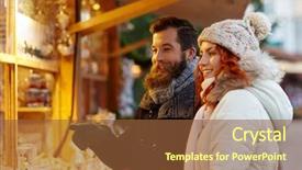  Presentation with christmas holidays - Beautiful PPT theme featuring concept - happy couple in warm backdrop and a tawny brown colored foreground