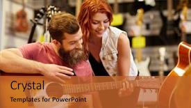  Presentation with music instruments - Theme having concept - happy couple of musician background and a red colored foreground