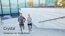  Presentation with upstairs - PPT layouts with concept - happy couple running upstairs background and a light blue colored foreground