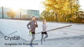  Presentation with lifestyle - Theme having concept - happy couple running upstairs background and a light blue colored foreground