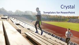  Presentation with upstairs - Amazing slide set having concept - happy couple running upstairs backdrop and a sky blue colored foreground