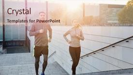  Presentation with upstairs - Audience pleasing PPT layouts consisting of concept - happy couple running upstairs backdrop and a  colored foreground