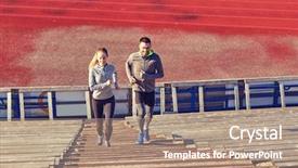  Presentation with upstairs - PPT theme consisting of concept - happy couple running upstairs background and a  colored foreground